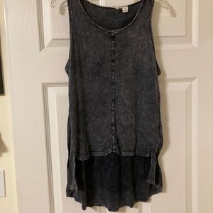 Dark grey asymmetrical casual/workout tank pre owned